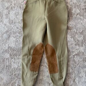 Olive Green Women's Pants with Brown Accents